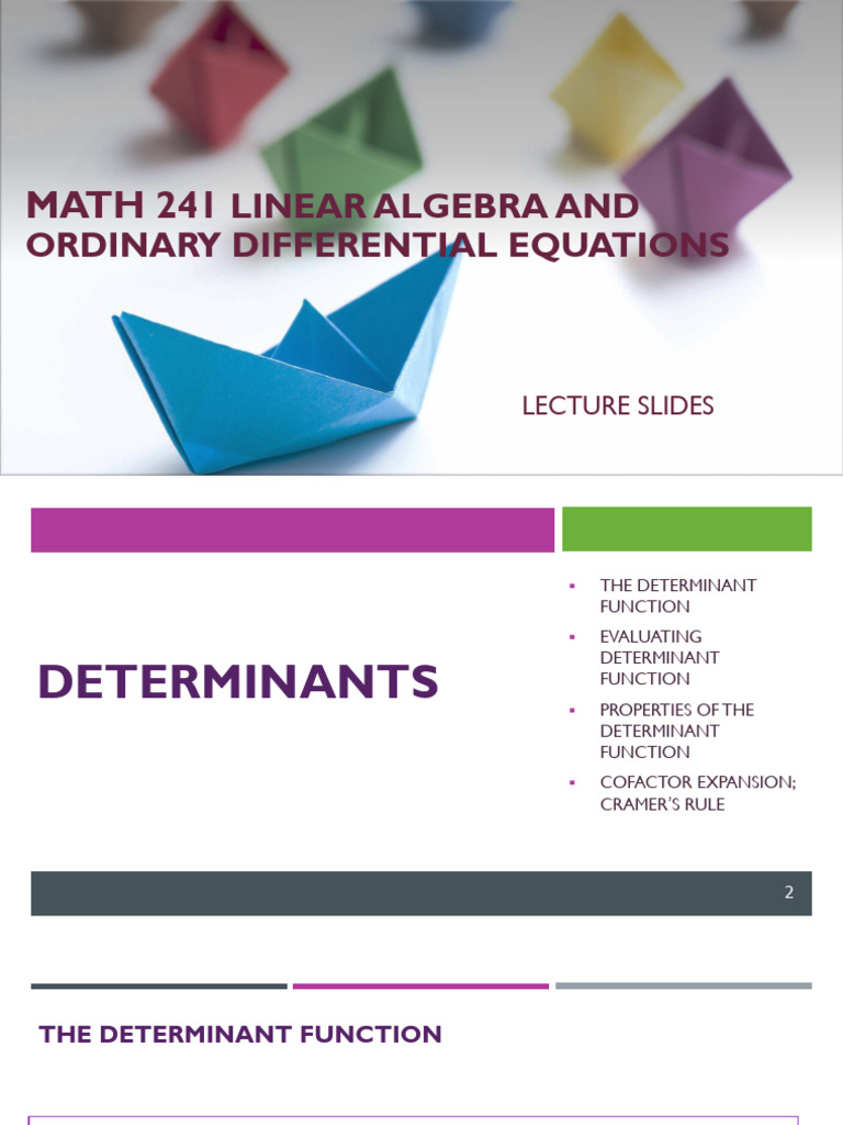 Determinants in Linear Algebra Lecture | PDF | Determinant | Matrix ...