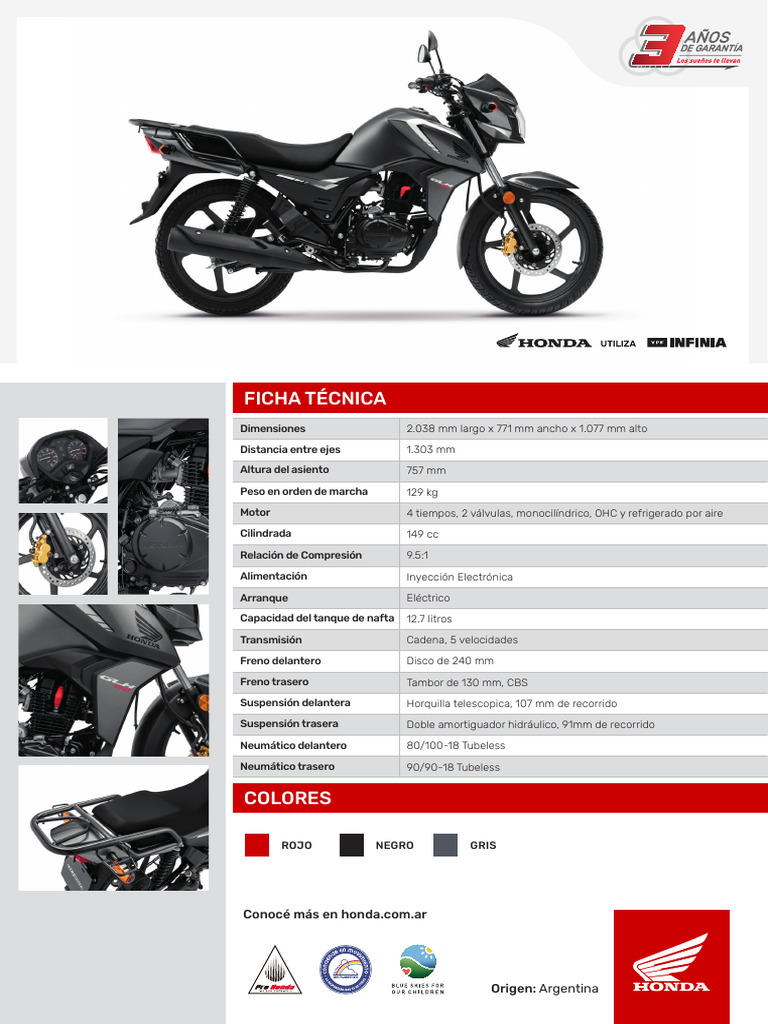 Ficha Técnica de Motocicleta Honda | PDF