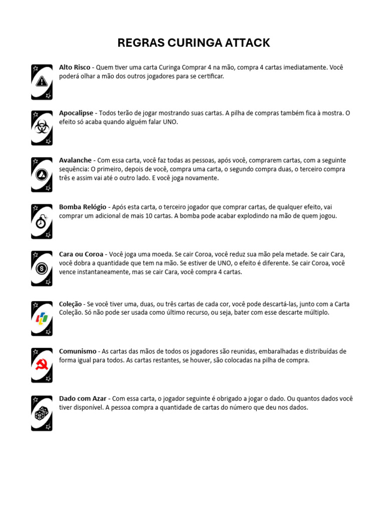 Regras do Jogo Curinga Attack | PDF