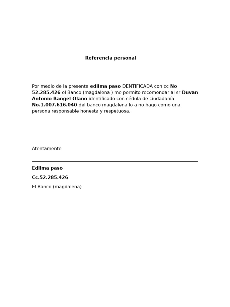 Referencia Personal Edilma (2) | PDF