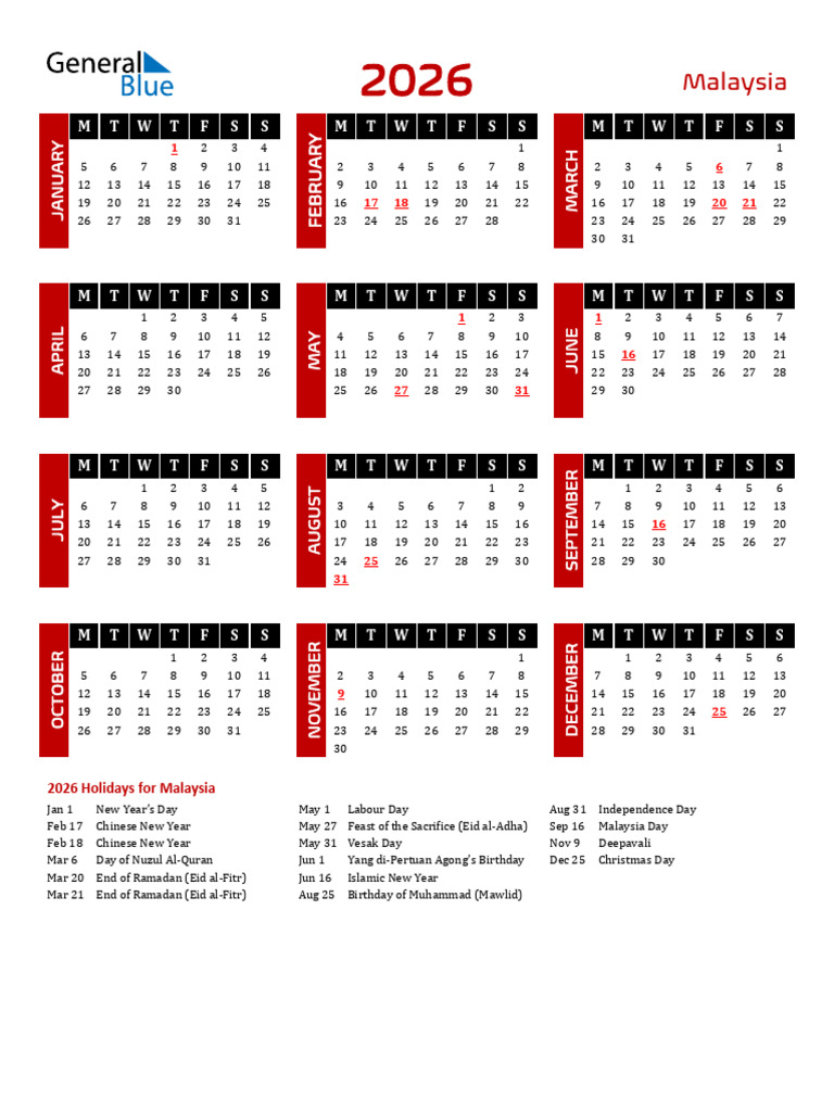 2026 Malaysia Holiday Calendar | PDF | Observances Set | Religious Holidays