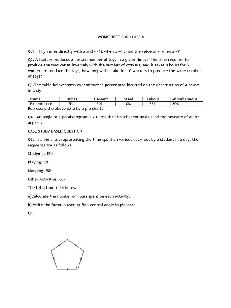 Class 8 Math Worksheet Solutions | PDF