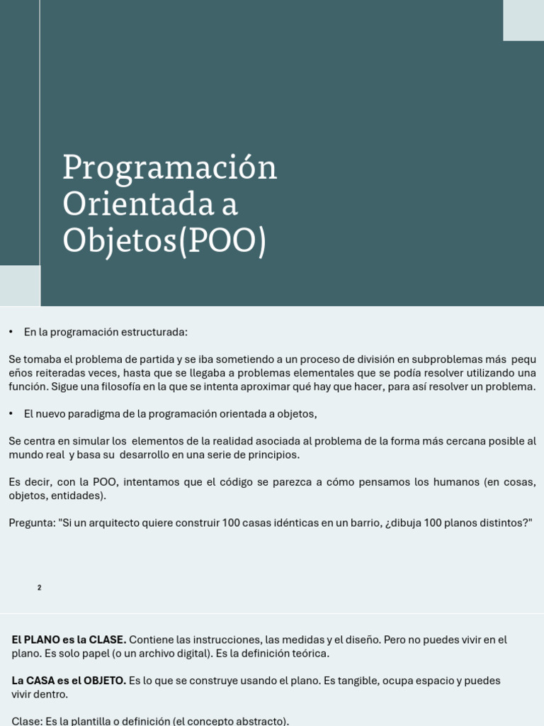 Introducción a la Programación Orientada a Objetos | PDF | Objeto ...