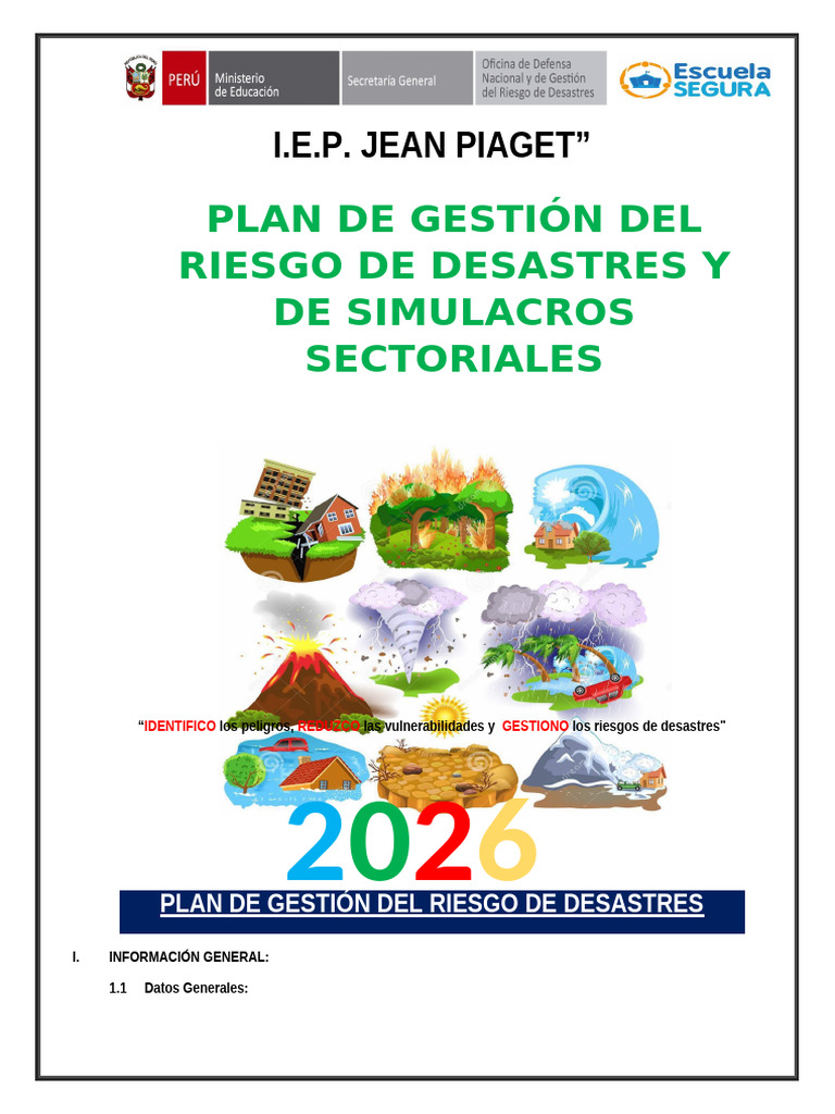 Plan de Gestión de Riesgos de Desastres 2026 | PDF | Radiación | Riesgo