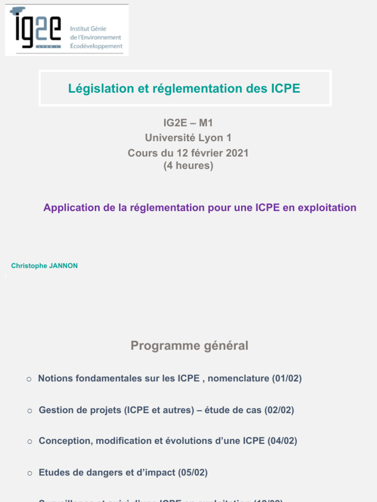 Réglementation des ICPE : Suivi et Gestion | PDF | la pollution ...