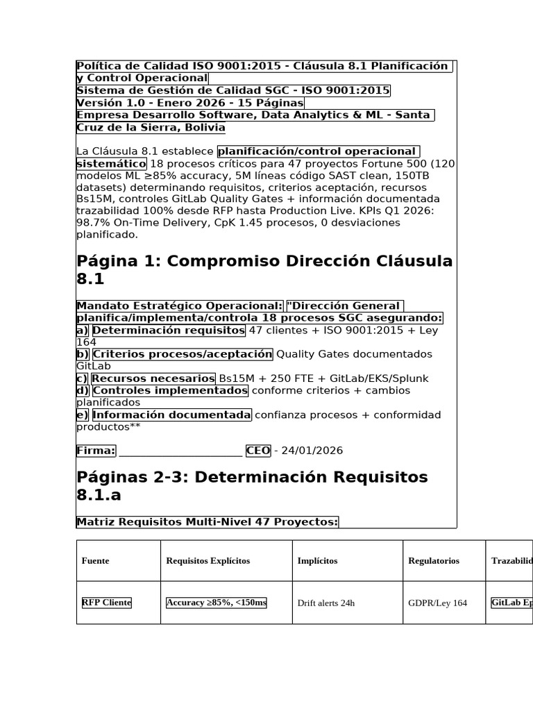 Política de Calidad ISO 9001:2015 SGC | PDF | Sistema de manejo de ...