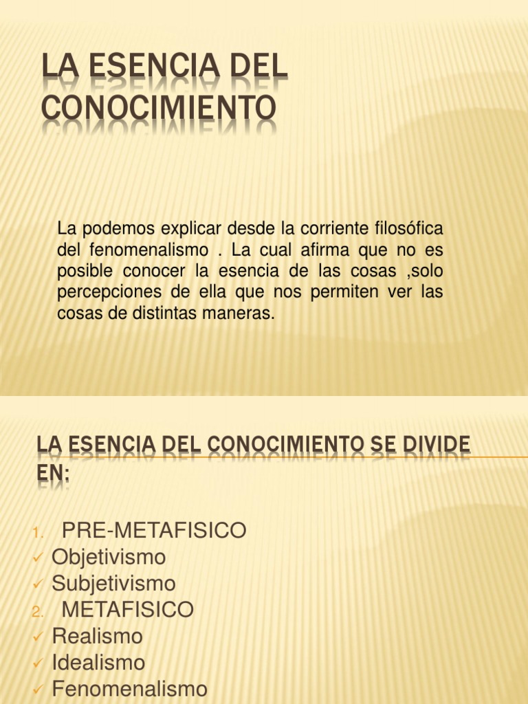 La Esencia Del Conocimiento Esencia Realismo