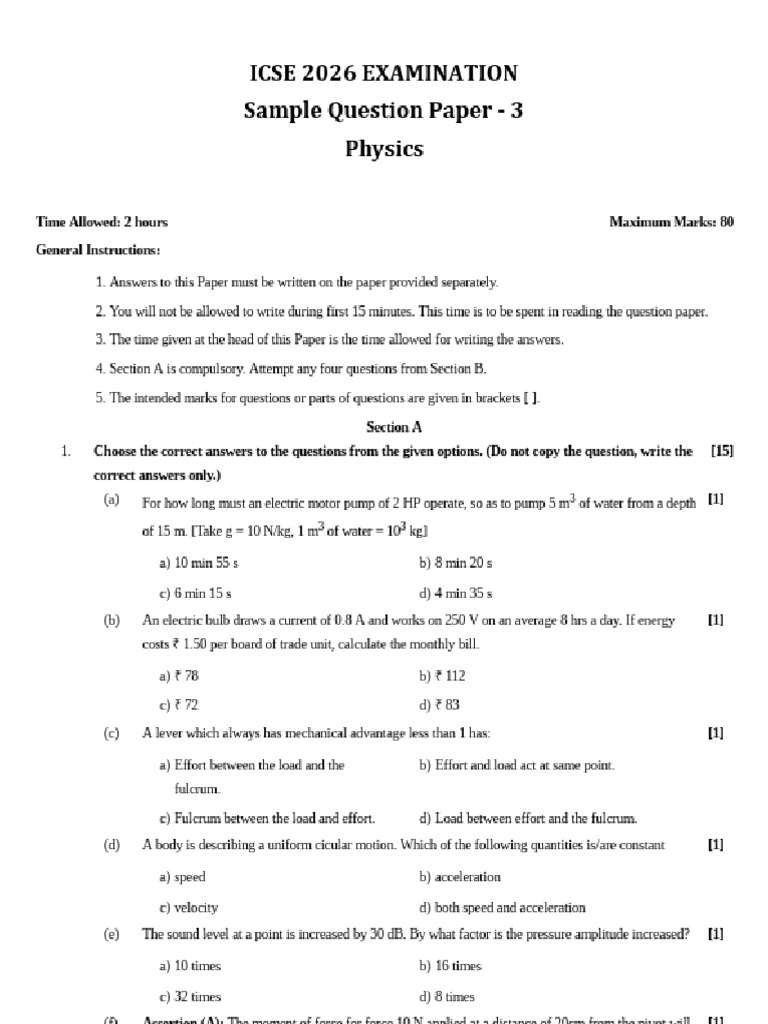 Physics 2026 Set 3 | PDF