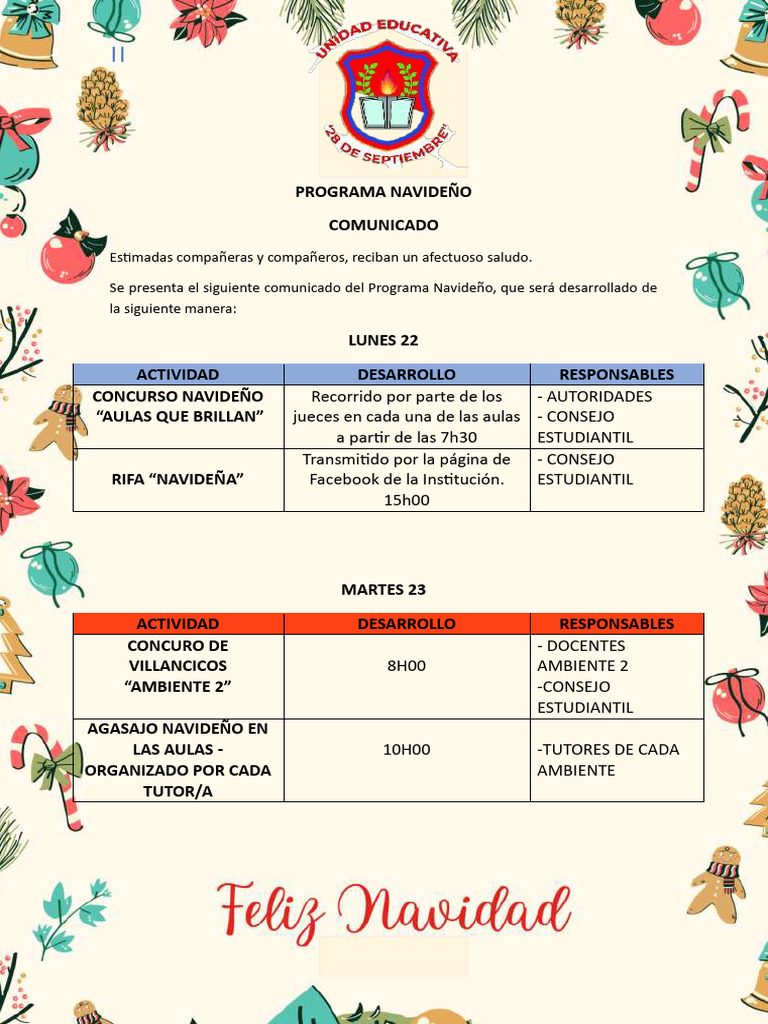 Programa Navideño: Actividades y Concursos | PDF | Navidad ...