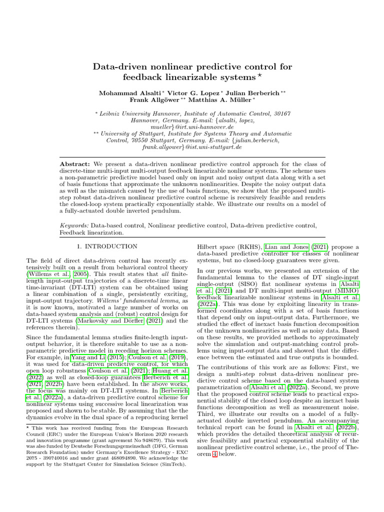 Data-Driven Nonlinear Predictive Control | PDF | Control Theory ...