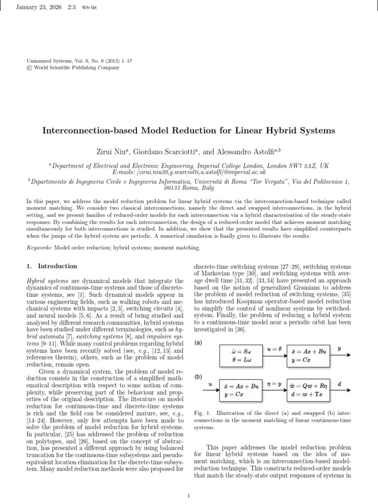 Model Reduction for Linear Hybrid Systems | PDF | Mathematical Physics ...