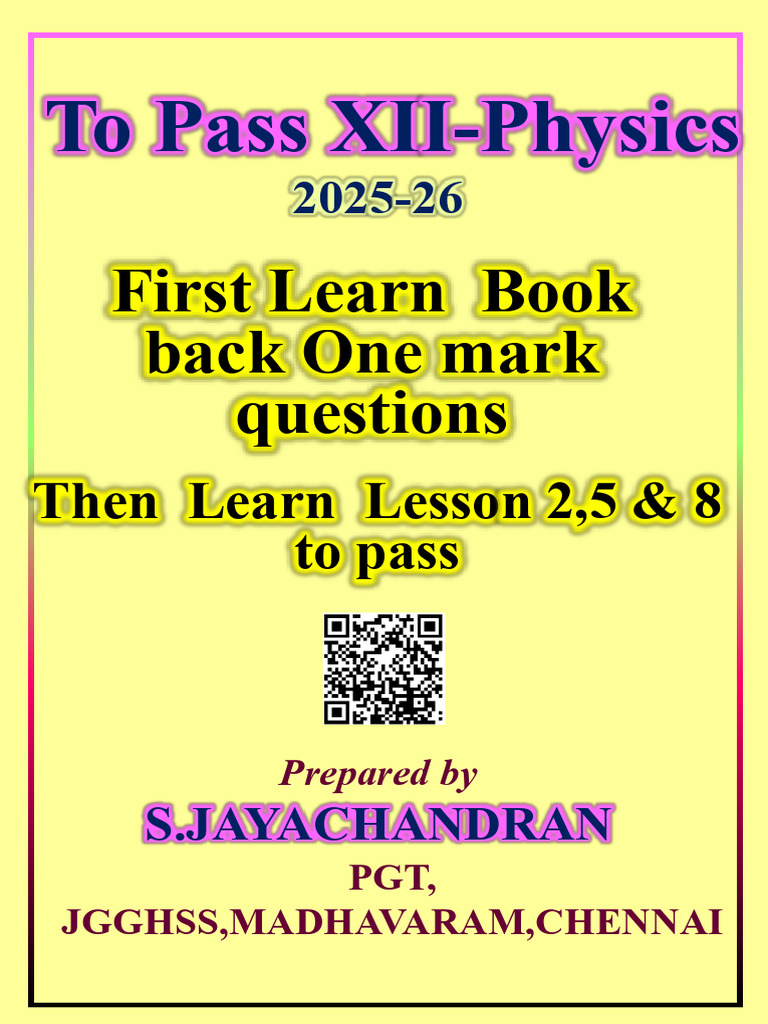 XII Physics Study Guide for 2026 Exam | PDF | Electromagnetic Induction ...