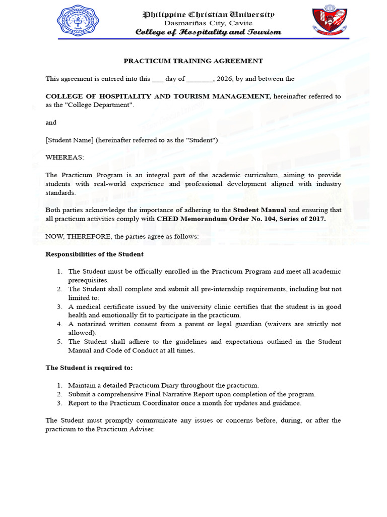 Practicum Training Agreement Template | PDF | Justice | Crime & Violence