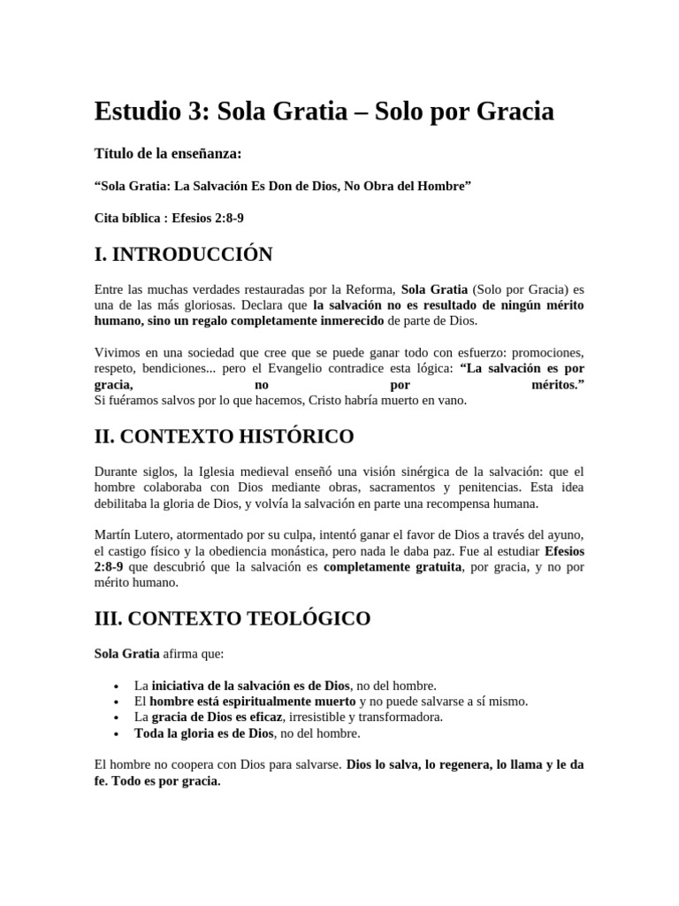 Sola Gratia: La Salvación por Gracia | PDF | Gracia en el cristianismo ...