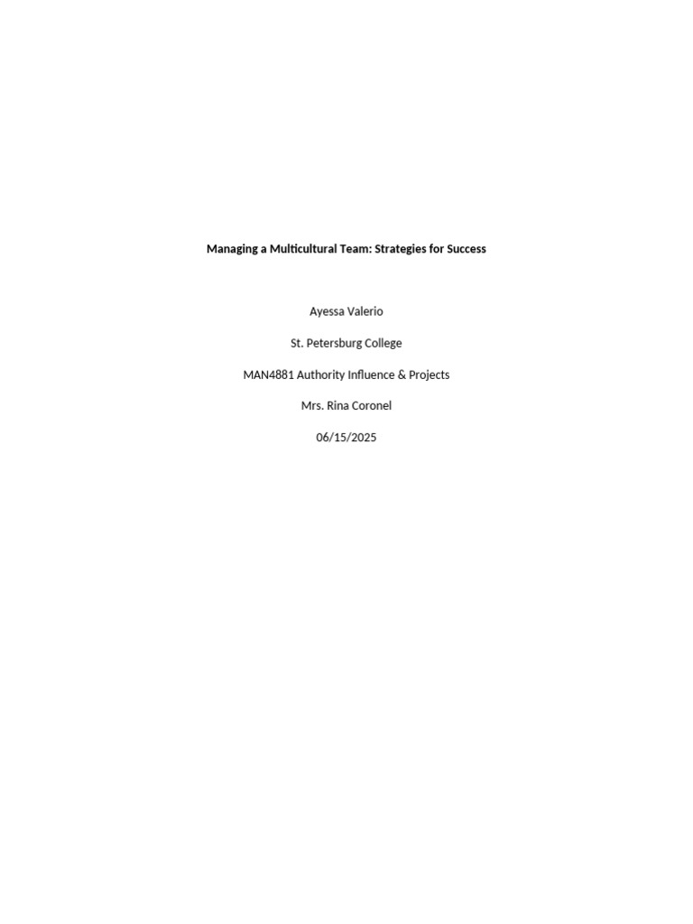 Strategies for Managing Multicultural Teams | PDF | Empowerment ...
