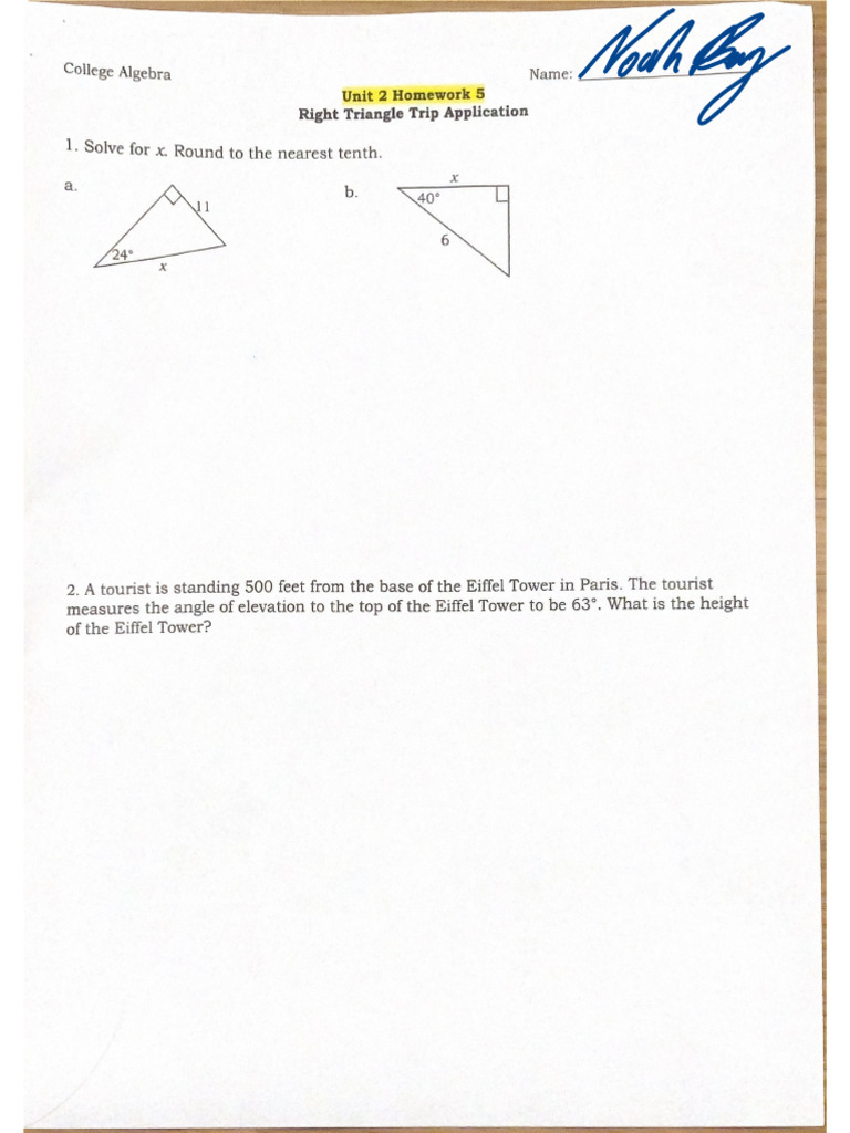 Right Triangle Applications in Algebra | PDF