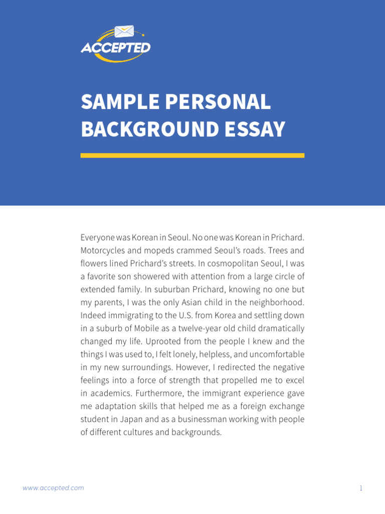 Immigrant Experience Personal Essay | PDF