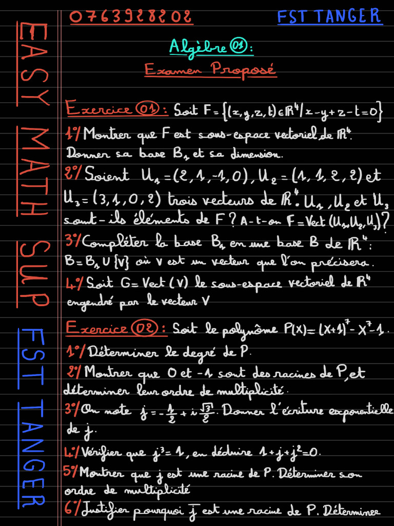 (Easy Math Sup) Examen Proposé 2025-2026 (GMSI&GESE) | PDF