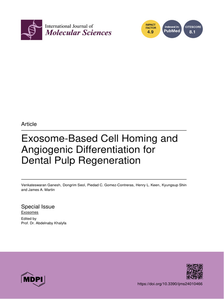 Exosome Therapy for Dental Pulp Regeneration | PDF | Angiogenesis ...