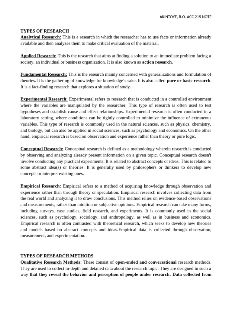 Types of Research Methods Explained | PDF | Sampling (Statistics ...
