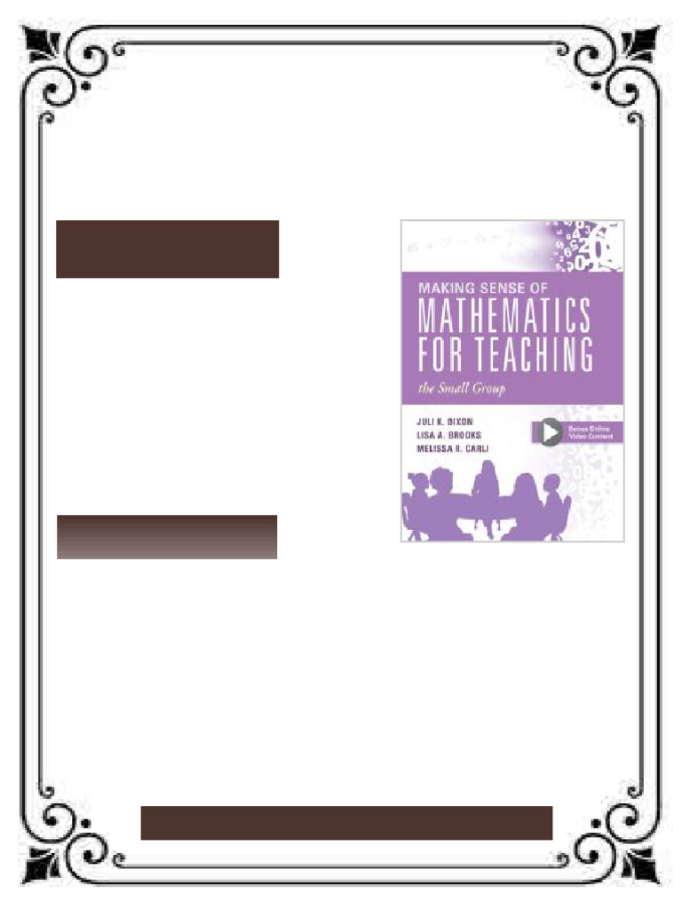 Making Sense of Mathematics for Teaching the Small Group 1st Edition ...