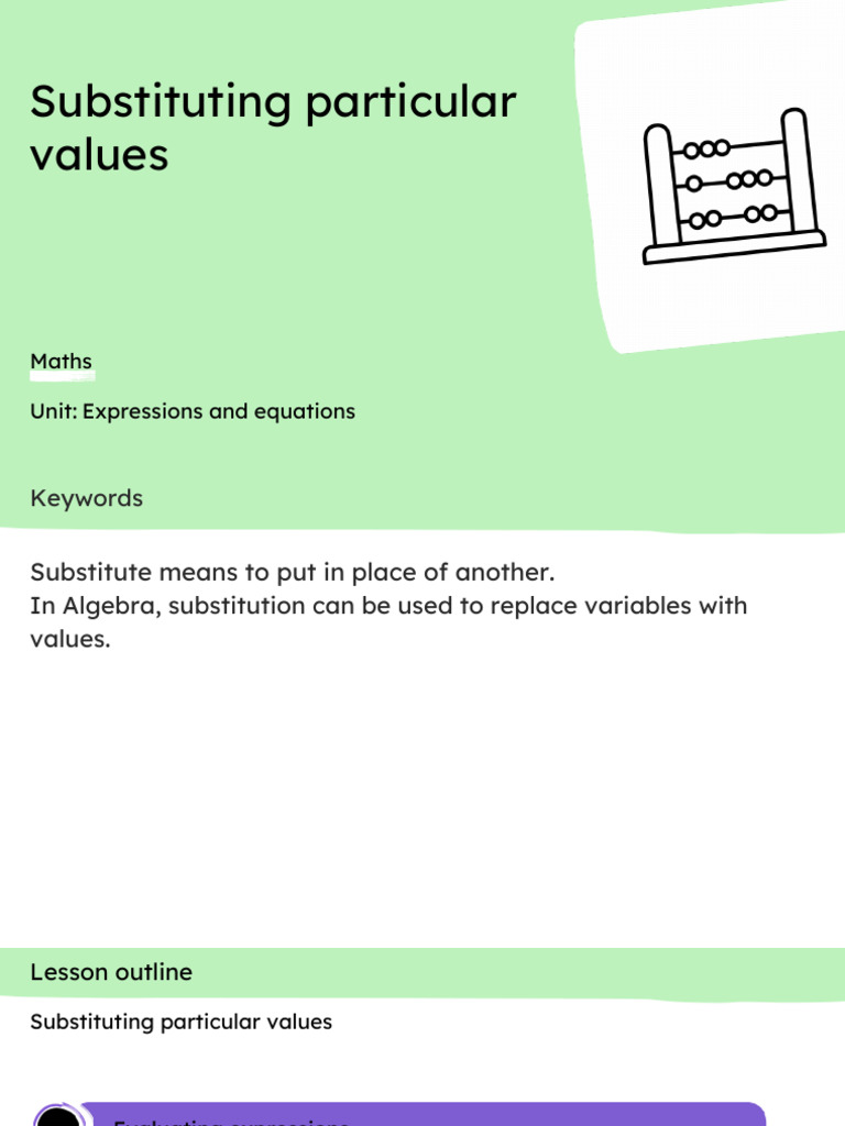 Substitute Means to Put in Place of Another. in Algebra, Substitution ...
