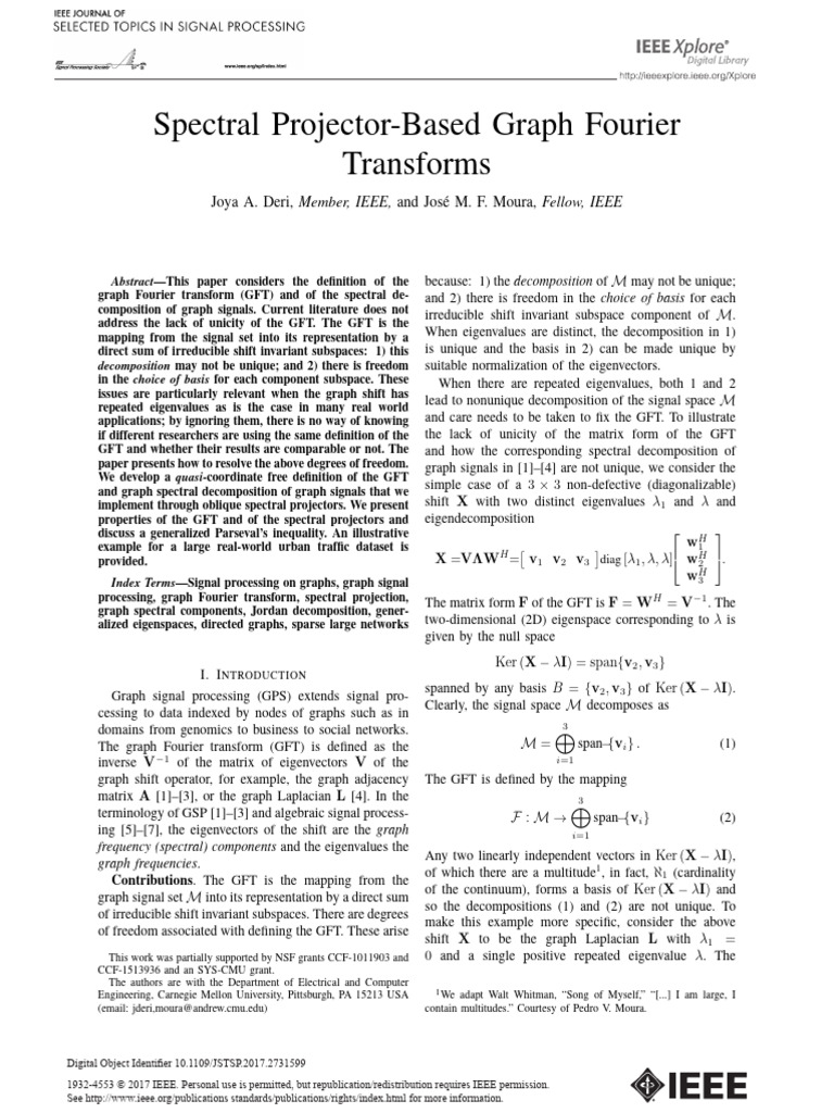 Unique Graph Fourier Transform Definition | PDF | Eigenvalues And ...