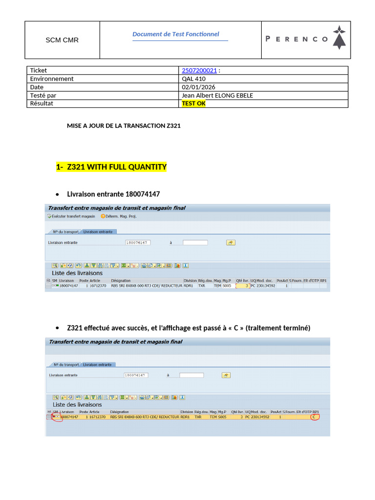 Test Fonctionnel SCM CMR Z321 | PDF