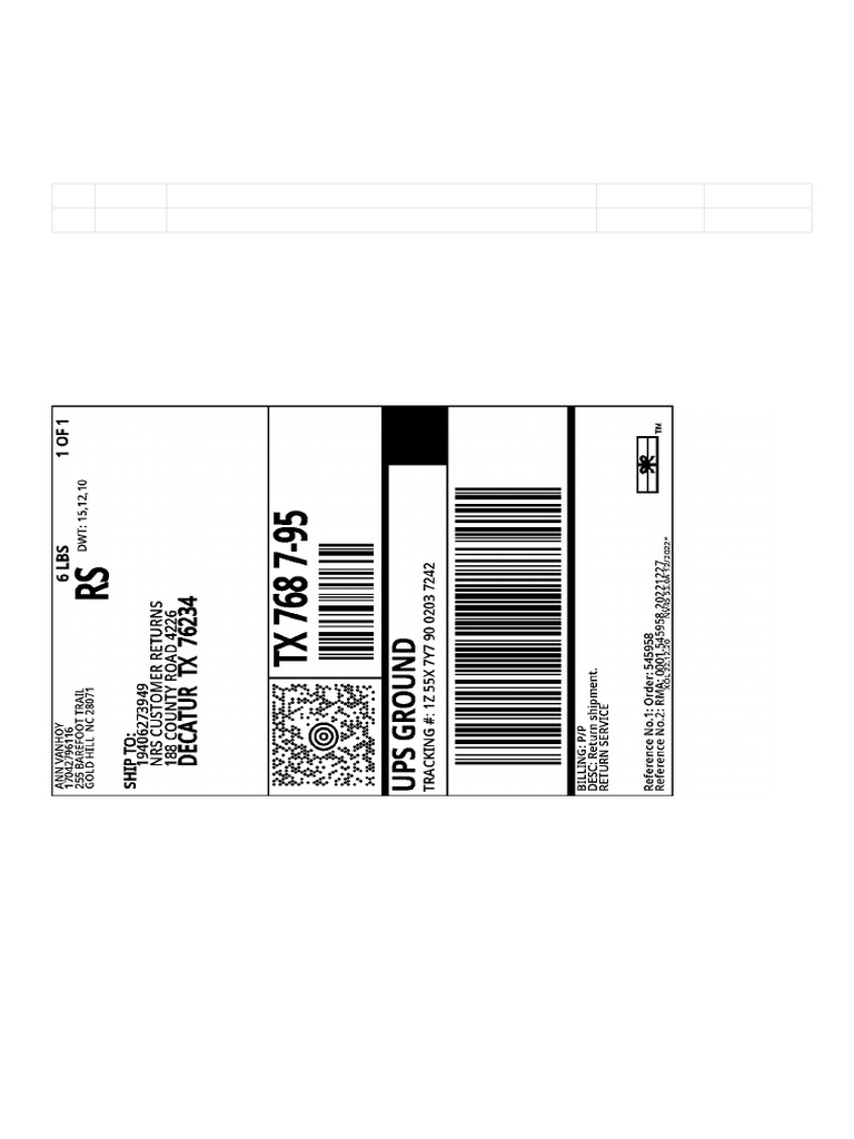 Return Authorization Slip Instructions | PDF
