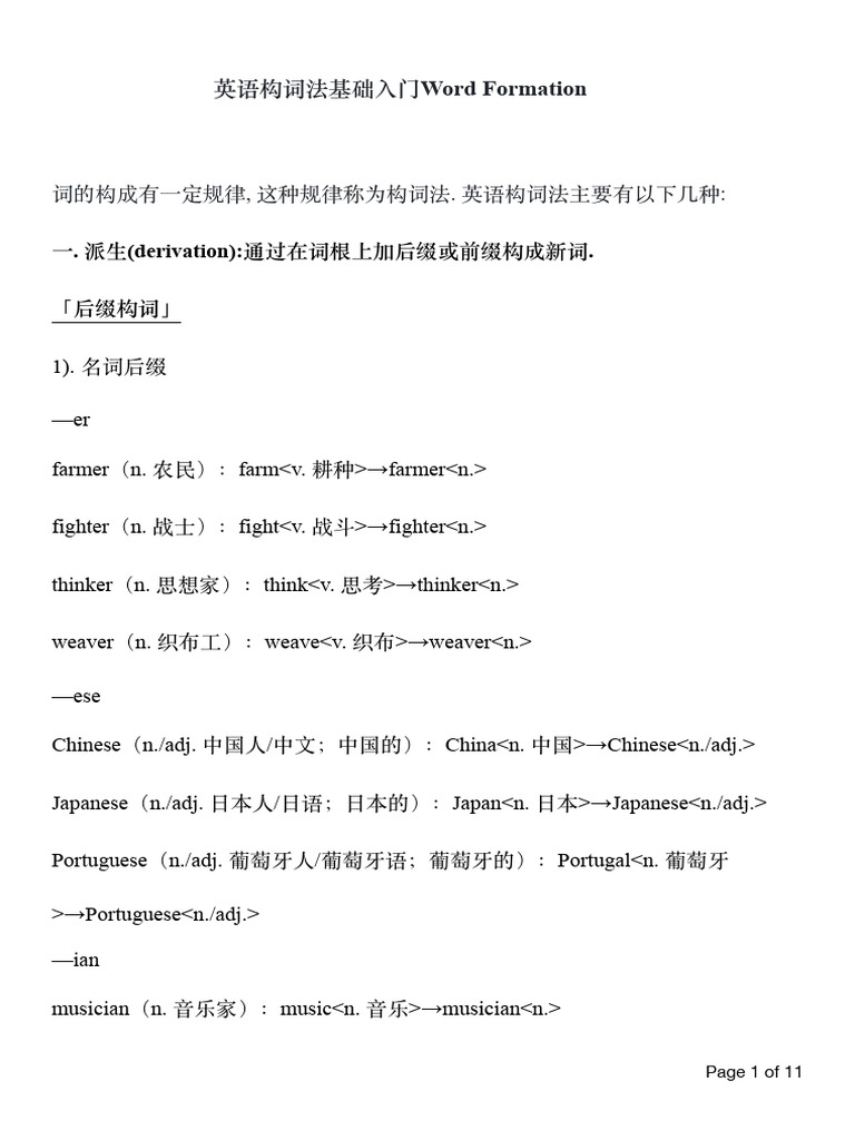英语构词法基础Word Formation | PDF