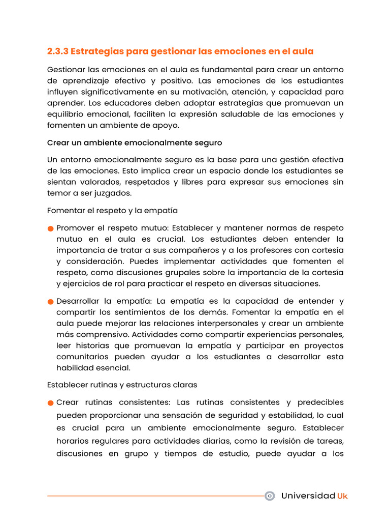 Estrategias para gestionar emociones en el aula | PDF | Las emociones ...