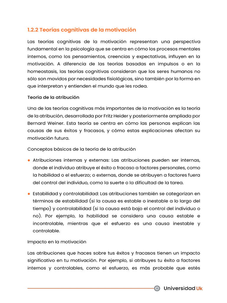 06 Teorias Cognitivas de La Motivacion | PDF | Motivacional | Motivación