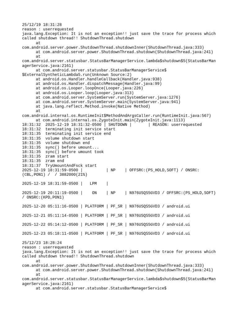 Android Shutdown and Reboot Logs | PDF | Mobile Linux | System Software
