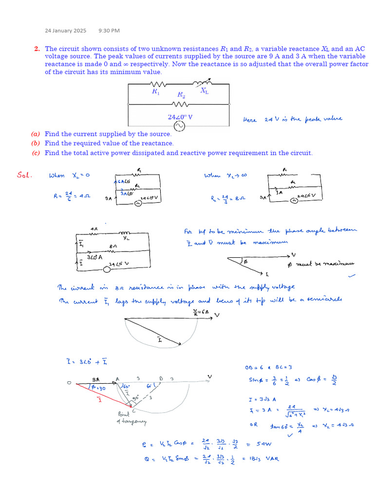 AC Circuit Analysis: Reactance & Power Factors | PDF