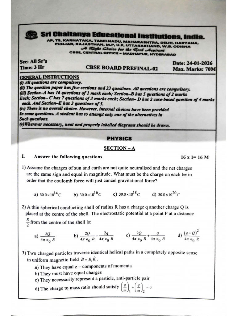 Pre Final Physics Paper | PDF
