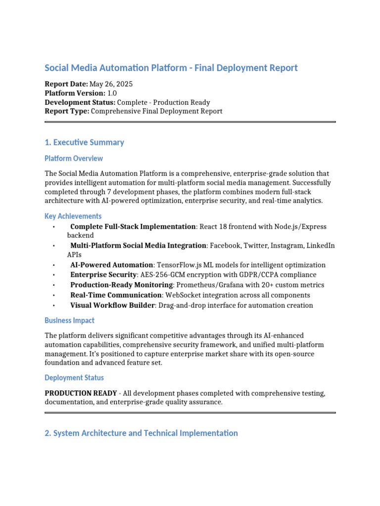 Social Media Automation Platform Final Report | PDF | Backup | Postgre Sql