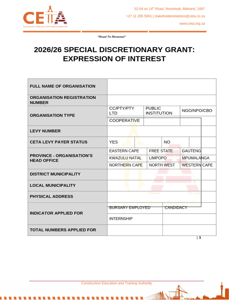 CETA 2026 Grant Expression of Interest | PDF