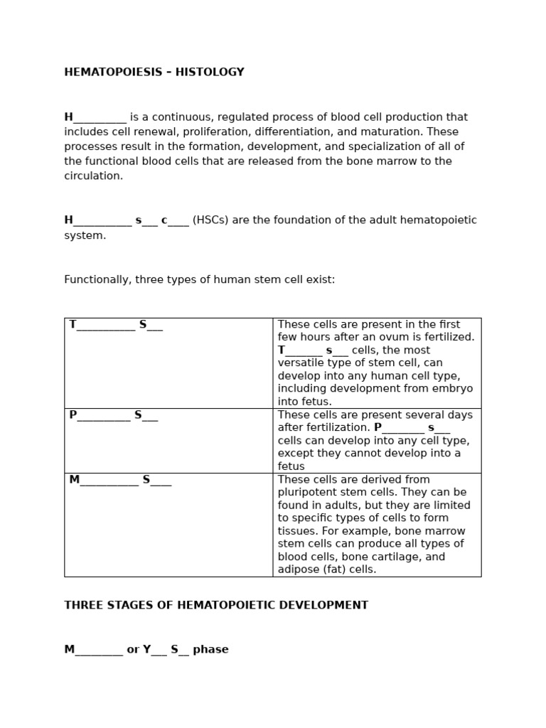 Hematopoiesis: Blood Cell Development | PDF | Haematopoiesis | Bone Marrow