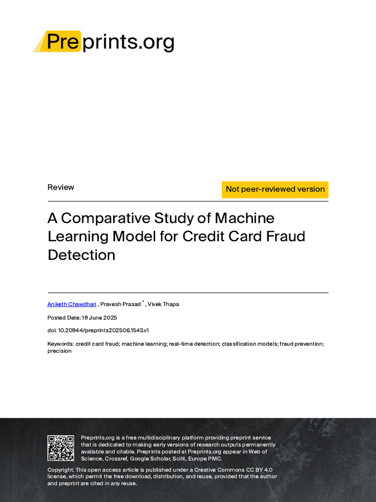 Machine Learning for Credit Card Fraud Detection | PDF | Machine ...