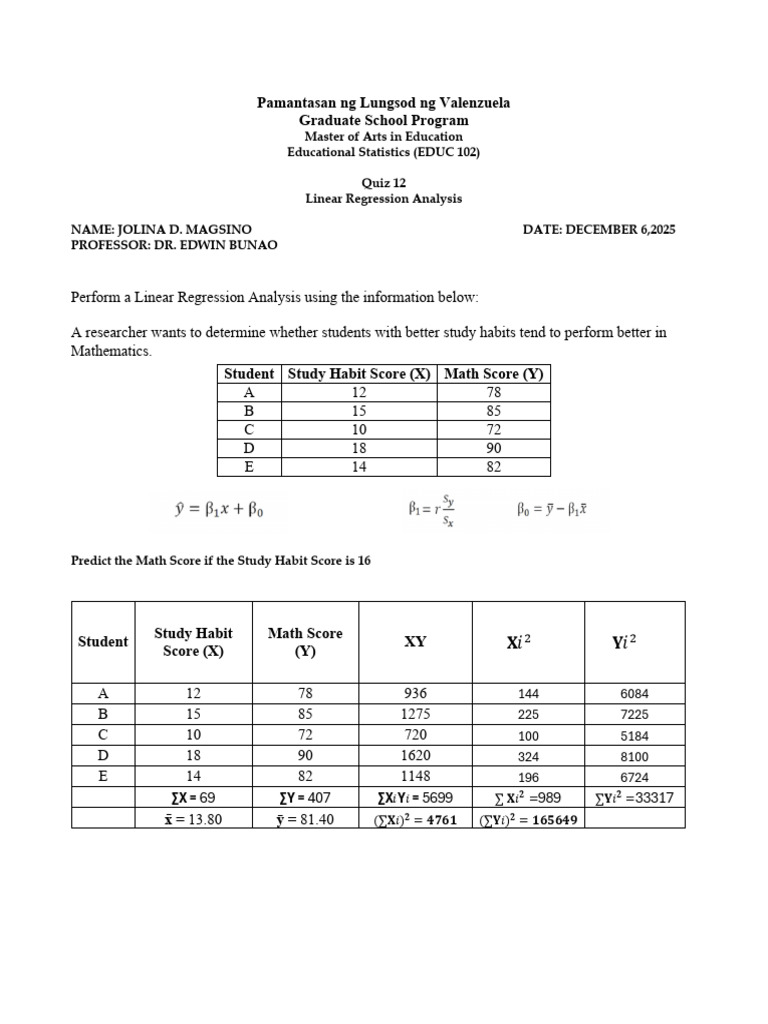 Linear Regression & Chi-Square Analysis | PDF | Chi Squared Test ...