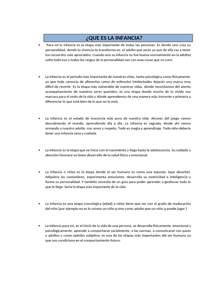Importancia de la Infancia en el Desarrollo | PDF