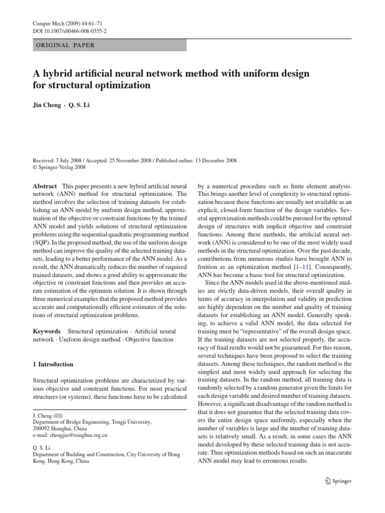 Hybrid ANN Method for Structural Optimization | PDF | Mathematical ...