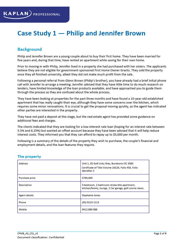 Case Study 1 - Philip and Jennifer Brown | PDF | Interest | Banks
