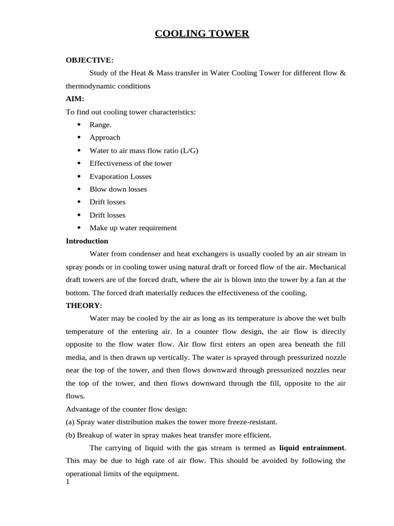 Cooling Tower Final | PDF | Gases | Continuum Mechanics