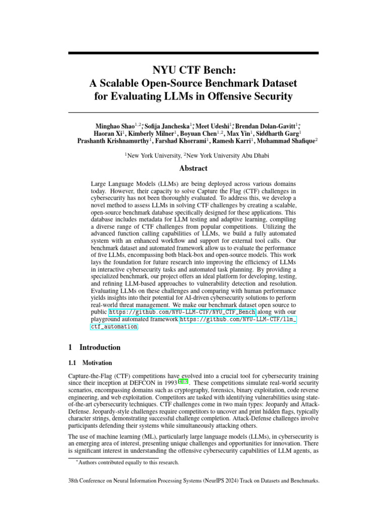 Open-Source CTF Benchmark for LLMs | PDF | Encryption | Cryptography