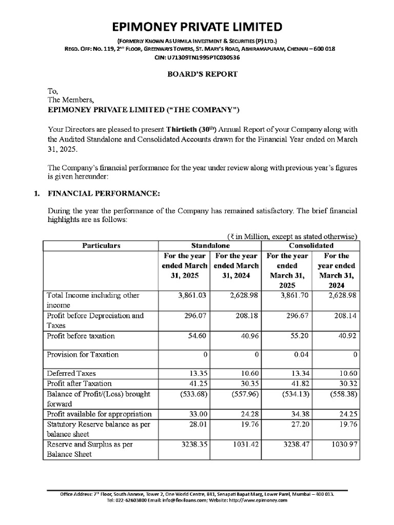 Epimoney Fy25 Annual Report | PDF