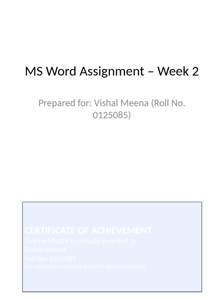 MS Word Assignment Week2 VishalMeena | PDF