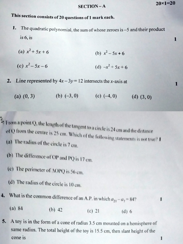 Pre Board 2 Mathematics | PDF