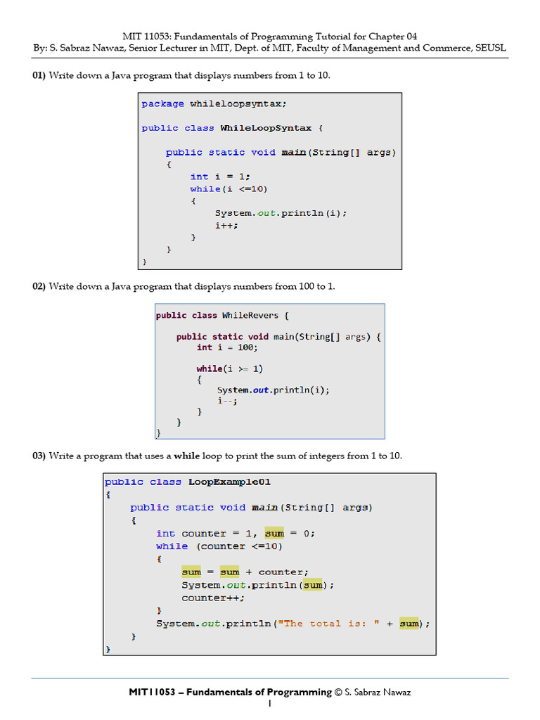 Java Programming Exercises for Beginners | PDF