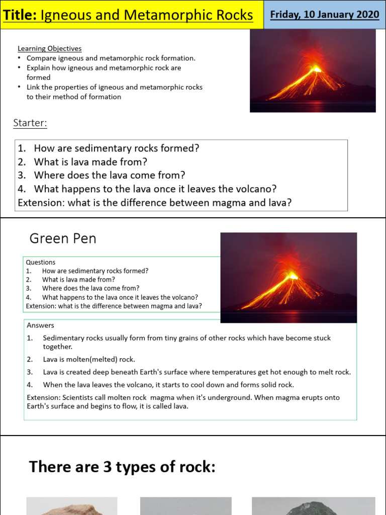 Igneous vs Metamorphic Rock Formation | PDF | Rock (Geology) | Magma